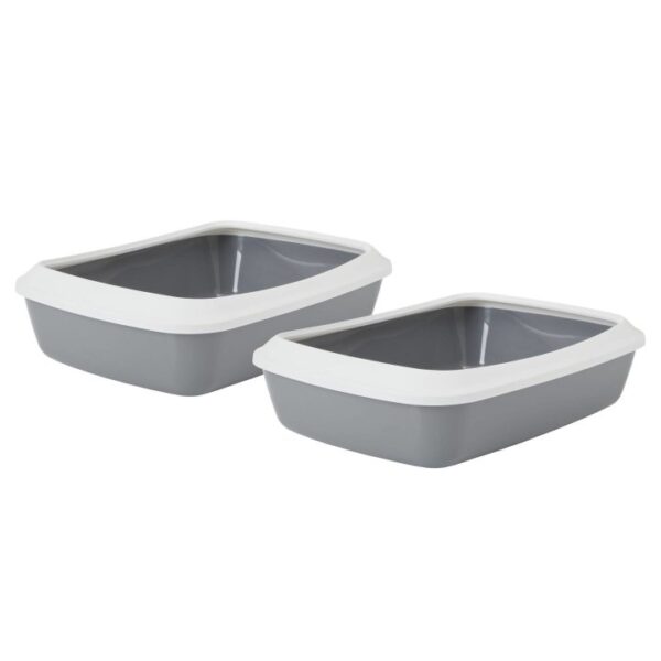 2er Sparpack Schalentoilette Katzentoilette grau-weiss IRIZ 50 x 37 x 14,5 cm (13,50 € pro 1 Stück)