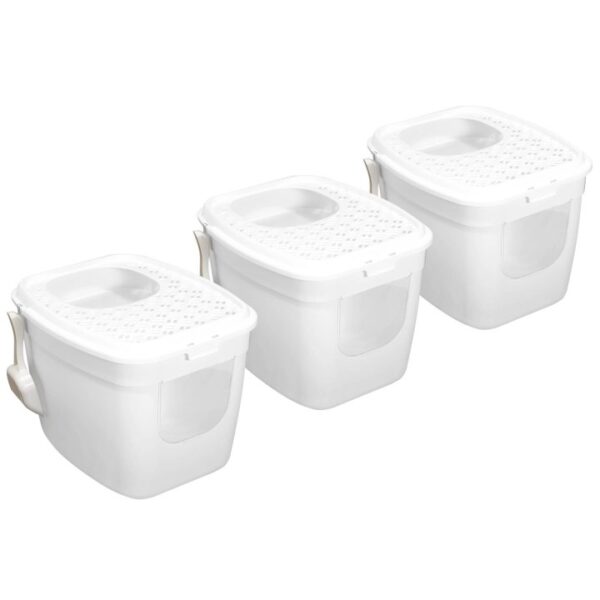 3er Sparpack Katzentoilette Katzenklo mit Einstieg vorne und oben 54 x 44 x 41 cm Weiß (28,33 € pro 1 Stück)