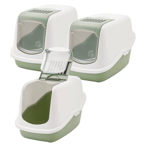 3er Sparpack Katzentoilette Katzenklo NESTOR Haubentoilette hellgrün 56 x 39 x 38,5 cm (23,33 € pro 1 Stück)