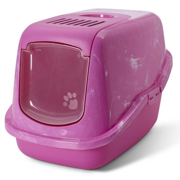 Moderne Katzentoilette Katzenklo Haubentoilette NESTOR pink-marmor 56 x 39 x 38,5 cm