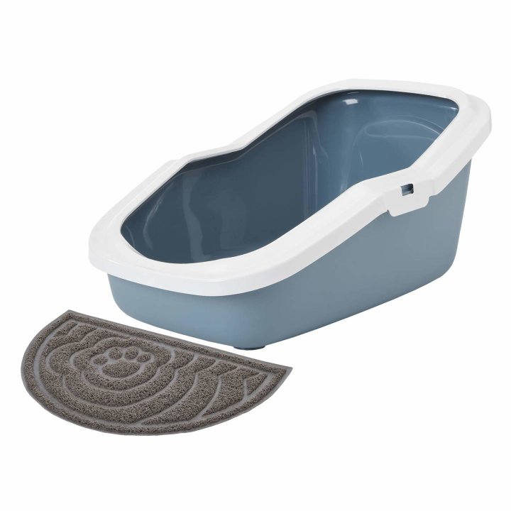 sparpaket katzentoilette aseo blau weiss fuer kleine und mittlere katzenrassen vorlegematte