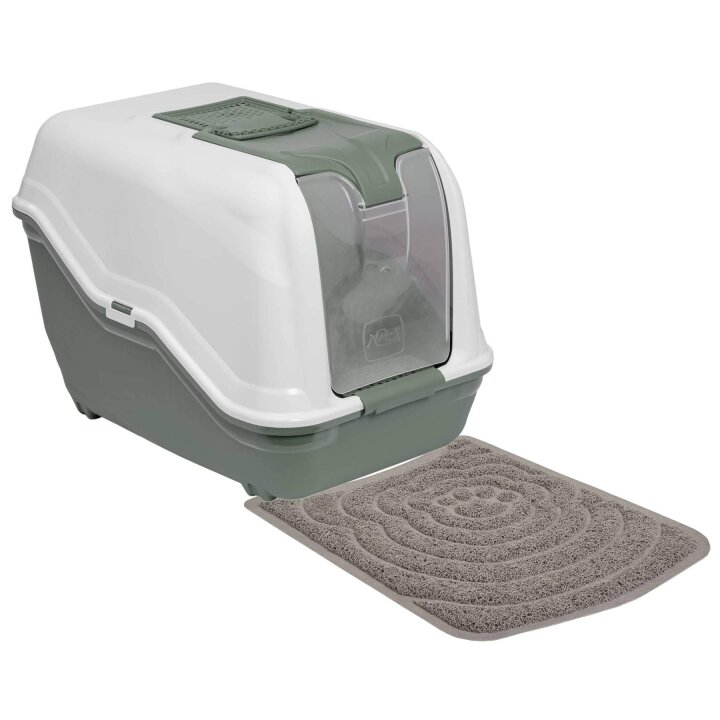 sparpaket xxl katzentoilette haubentoilette netta maxi weiss gruen mit grosser vorlegematte